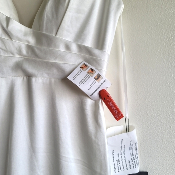 Ieena‎ for Mac Duggal,Plunging Faux Wrap  Evening Gown,White/Ivory, Size 8, NWT - Picture 8 of 14